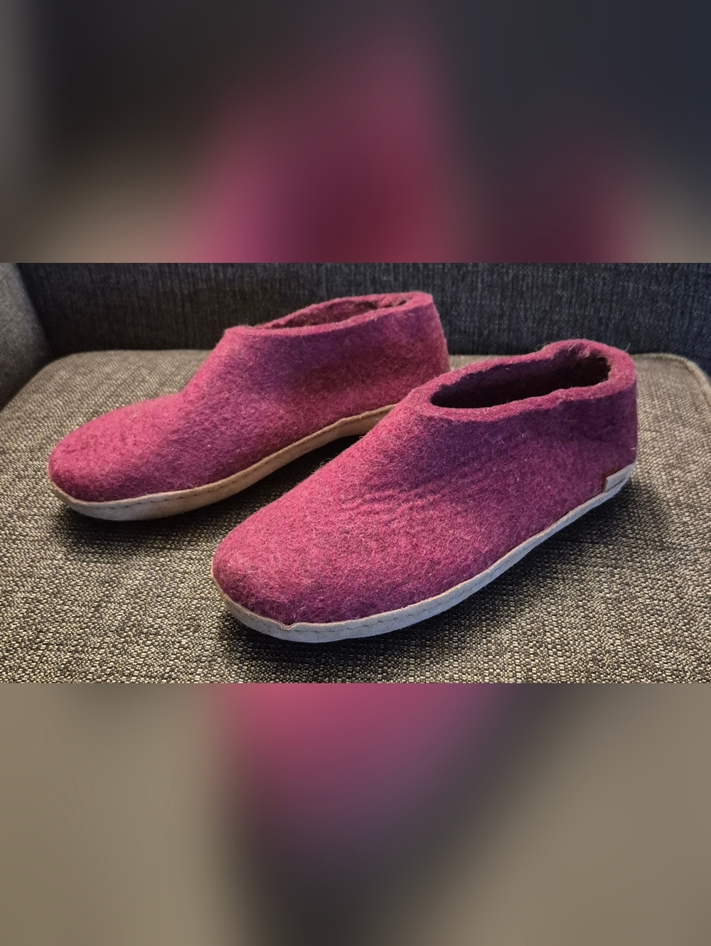 Glerups Slip On Wool Slippers With Leather Sole Size 8 (38)